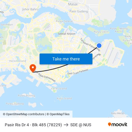 Pasir Ris Dr 4 - Blk 485 (78229) to SDE @ NUS map