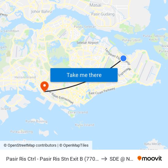 Pasir Ris Ctrl - Pasir Ris Stn Exit B (77039) to SDE @ NUS map