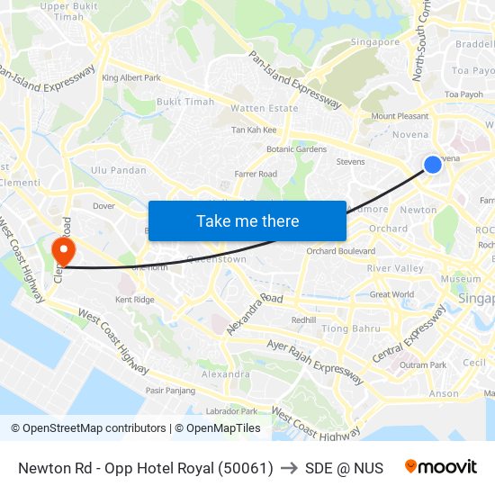 Newton Rd - Opp Hotel Royal (50061) to SDE @ NUS map