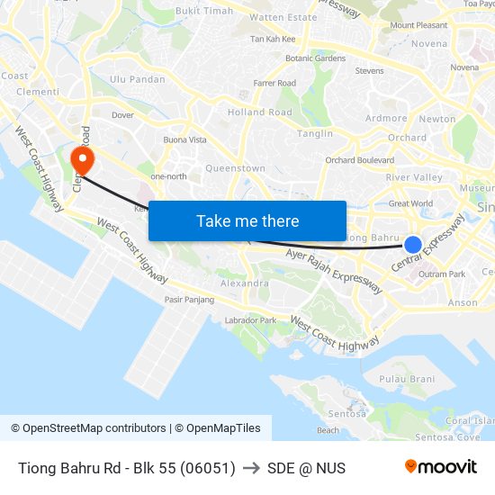 Tiong Bahru Rd - Blk 55 (06051) to SDE @ NUS map