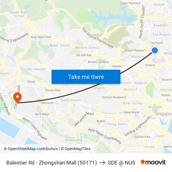 Balestier Rd - Zhongshan Mall (50171) to SDE @ NUS map