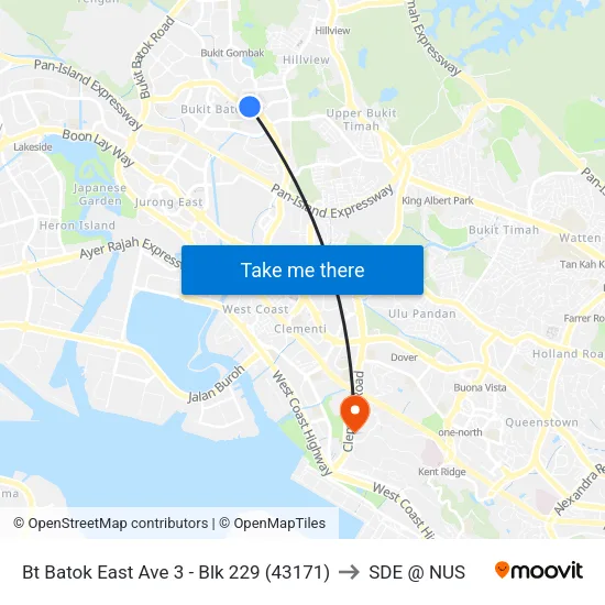 Bt Batok East Ave 3 - Blk 229 (43171) to SDE @ NUS map
