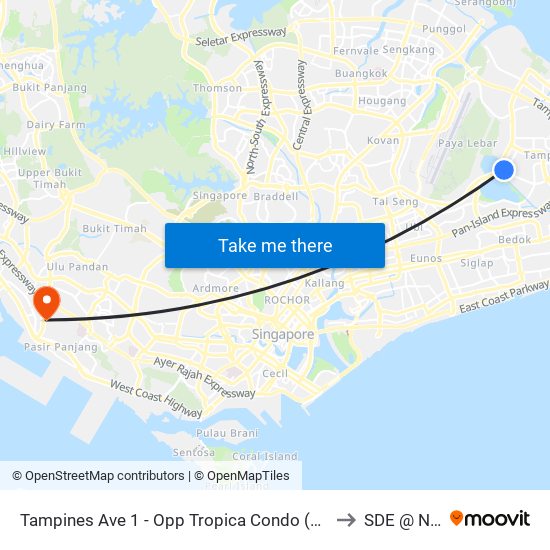 Tampines Ave 1 - Opp Tropica Condo (75251) to SDE @ NUS map