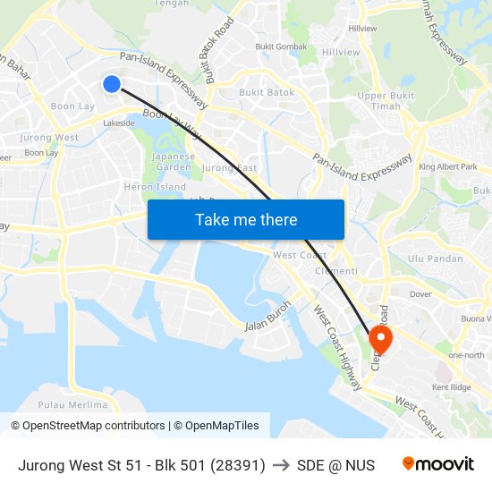 Jurong West St 51 - Blk 501 (28391) to SDE @ NUS map