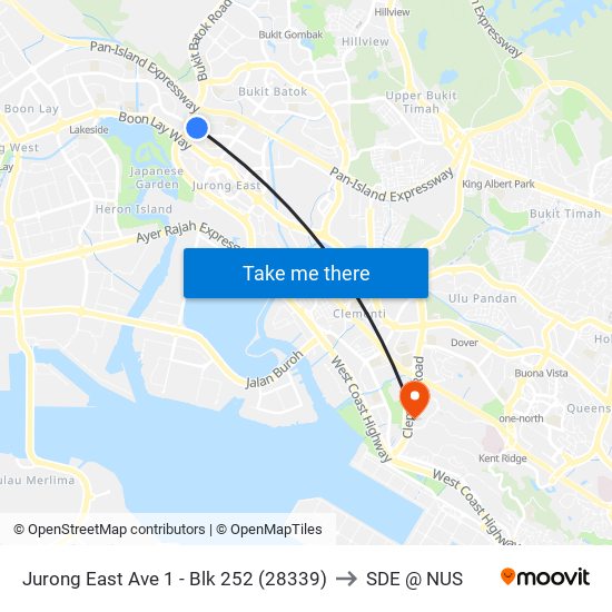 Jurong East Ave 1 - Blk 252 (28339) to SDE @ NUS map