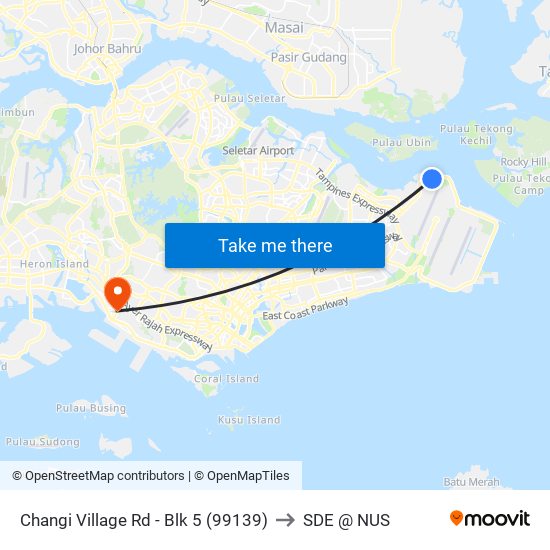 Changi Village Rd - Blk 5 (99139) to SDE @ NUS map