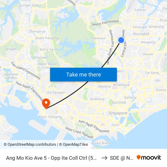 Ang Mo Kio Ave 5 - Opp Ite Coll Ctrl (54489) to SDE @ NUS map