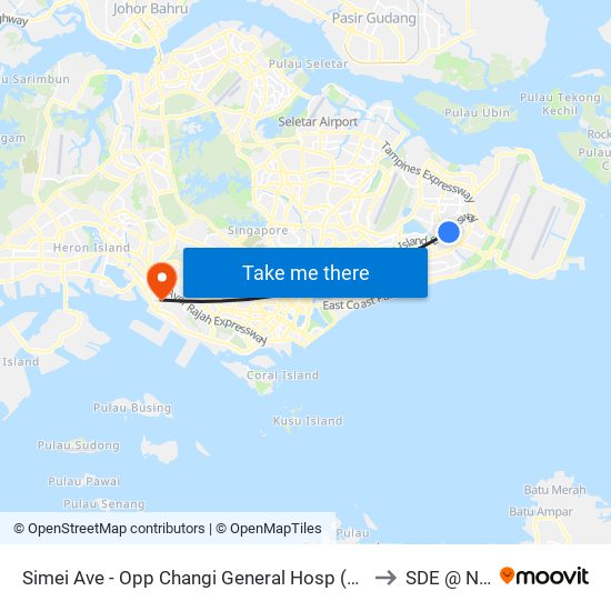Simei Ave - Opp Changi General Hosp (96281) to SDE @ NUS map