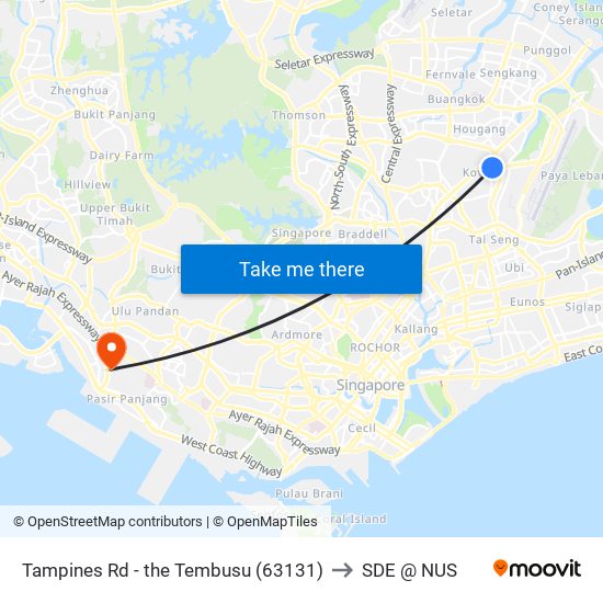 Tampines Rd - the Tembusu (63131) to SDE @ NUS map