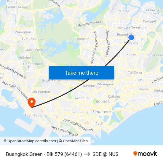 Buangkok Green - Blk 579 (64461) to SDE @ NUS map