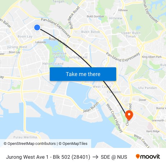 Jurong West Ave 1 - Blk 502 (28401) to SDE @ NUS map