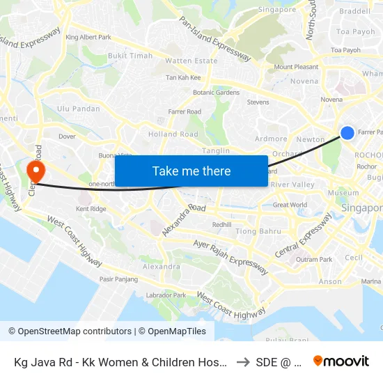 Kg Java Rd - Kk Women & Children Hosp (40101) to SDE @ NUS map
