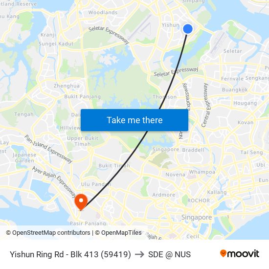 Yishun Ring Rd - Blk 413 (59419) to SDE @ NUS map