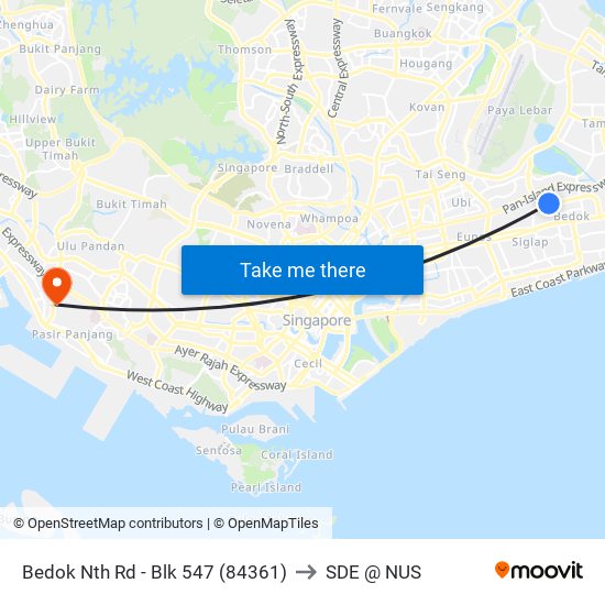 Bedok Nth Rd - Blk 547 (84361) to SDE @ NUS map