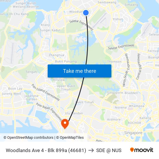 Woodlands Ave 4 - Blk 899a (46681) to SDE @ NUS map