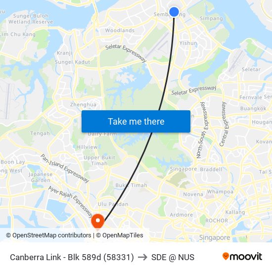 Canberra Link - Blk 589d (58331) to SDE @ NUS map