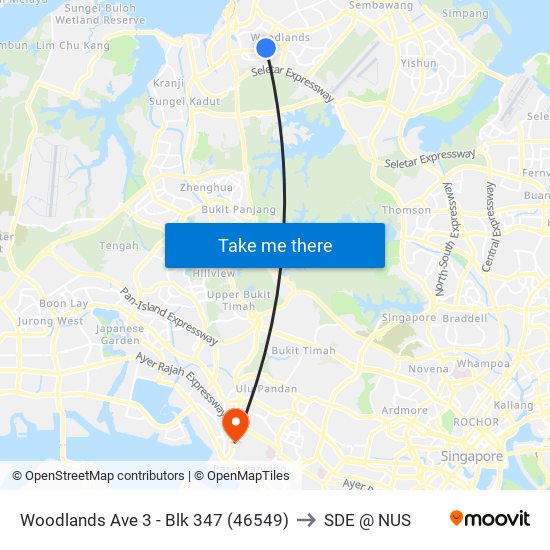 Woodlands Ave 3 - Blk 347 (46549) to SDE @ NUS map