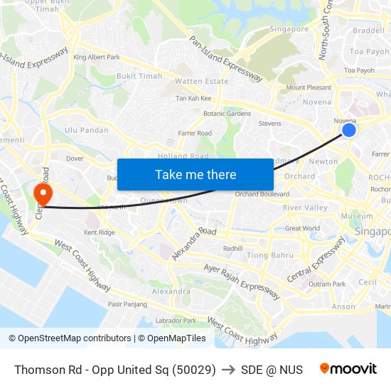 Thomson Rd - Opp United Sq (50029) to SDE @ NUS map