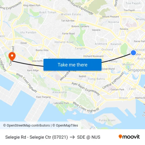 Selegie Rd - Selegie Ctr (07021) to SDE @ NUS map