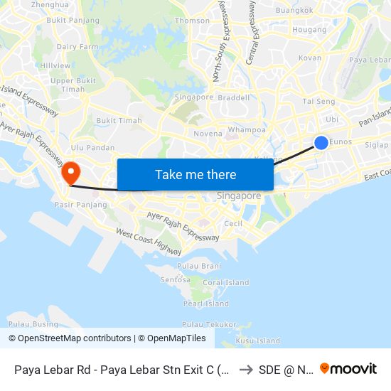 Paya Lebar Rd - Paya Lebar Stn Exit C (81119) to SDE @ NUS map