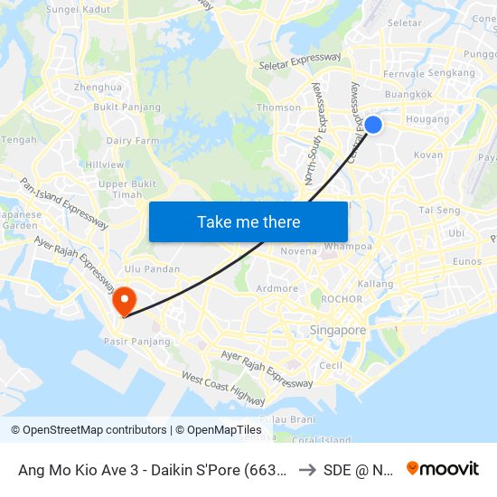 Ang Mo Kio Ave 3 - Daikin S'Pore (66341) to SDE @ NUS map
