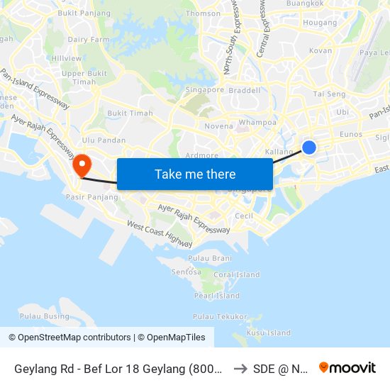Geylang Rd - Bef Lor 18 Geylang (80089) to SDE @ NUS map