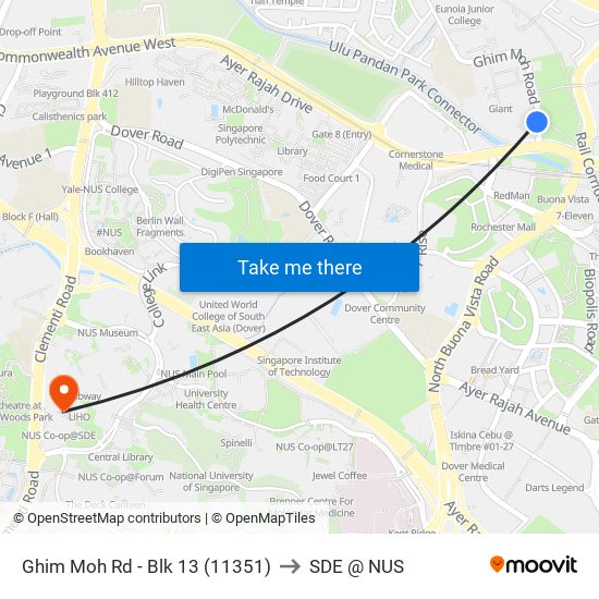 Ghim Moh Rd - Blk 13 (11351) to SDE @ NUS map