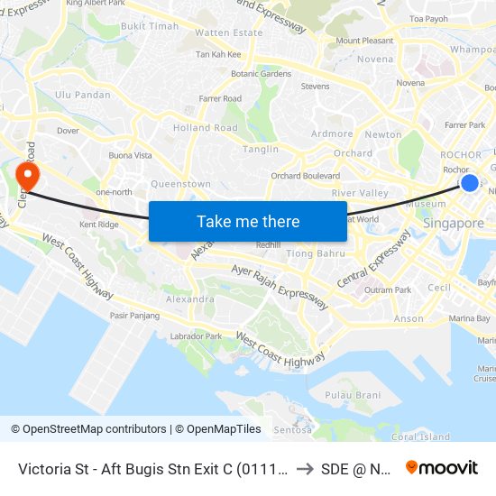 Victoria St - Aft Bugis Stn Exit C (01119) to SDE @ NUS map
