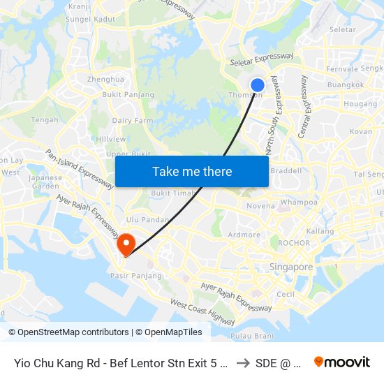 Yio Chu Kang Rd - Bef Lentor Stn Exit 5 (55011) to SDE @ NUS map