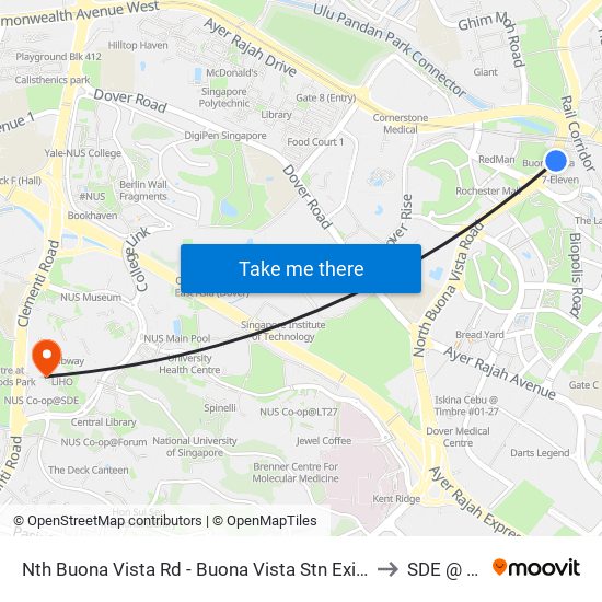 Nth Buona Vista Rd - Buona Vista Stn Exit D (11369) to SDE @ NUS map