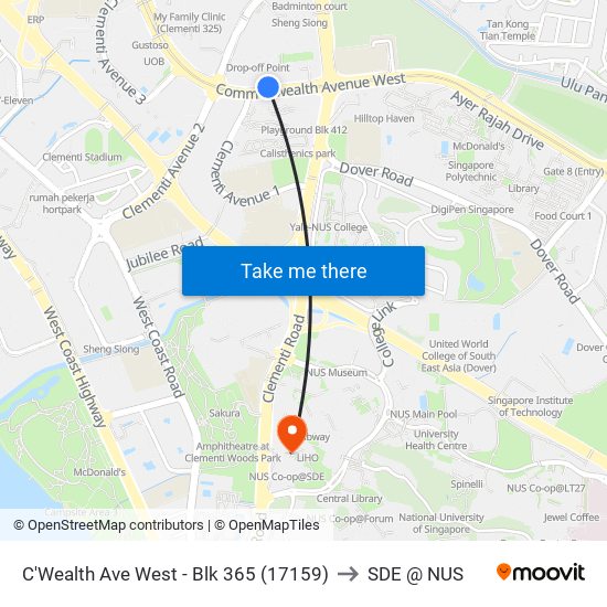 C'Wealth Ave West - Blk 365 (17159) to SDE @ NUS map