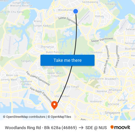 Woodlands Ring Rd - Blk 628a (46869) to SDE @ NUS map