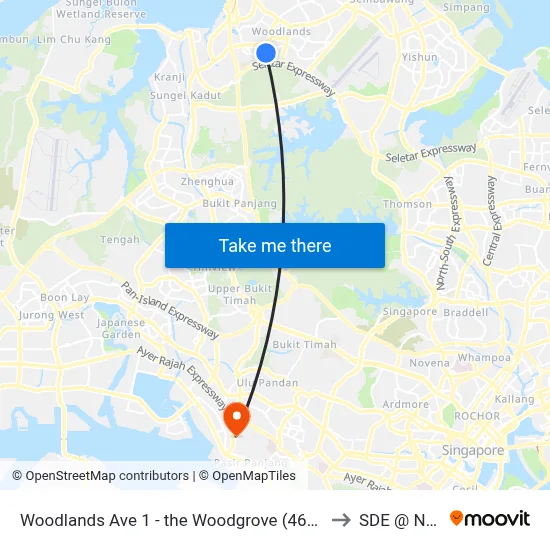 Woodlands Ave 1 - the Woodgrove (46629) to SDE @ NUS map