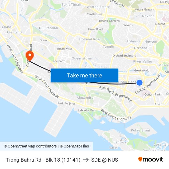 Tiong Bahru Rd - Blk 18 (10141) to SDE @ NUS map