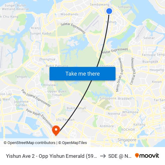 Yishun Ave 2 - Opp Yishun Emerald (59529) to SDE @ NUS map