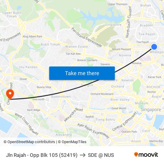 Jln Rajah - Opp Blk 105 (52419) to SDE @ NUS map