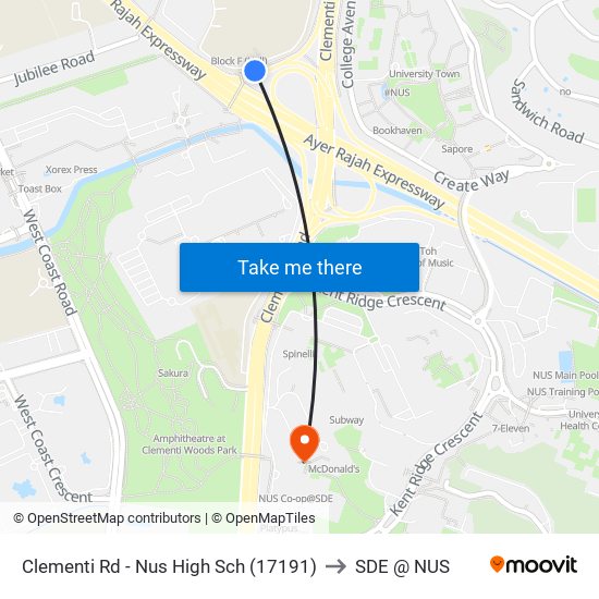 Clementi Rd - Nus High Sch  (17191) to SDE @ NUS map