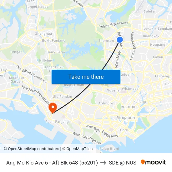 Ang Mo Kio Ave 6 - Aft Blk 648 (55201) to SDE @ NUS map