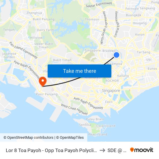 Lor 8 Toa Payoh - Opp Toa Payoh Polyclinic (52489) to SDE @ NUS map