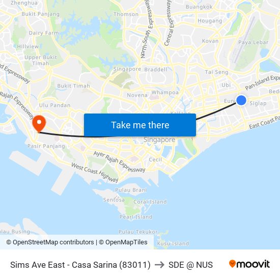 Sims Ave East - Casa Sarina (83011) to SDE @ NUS map