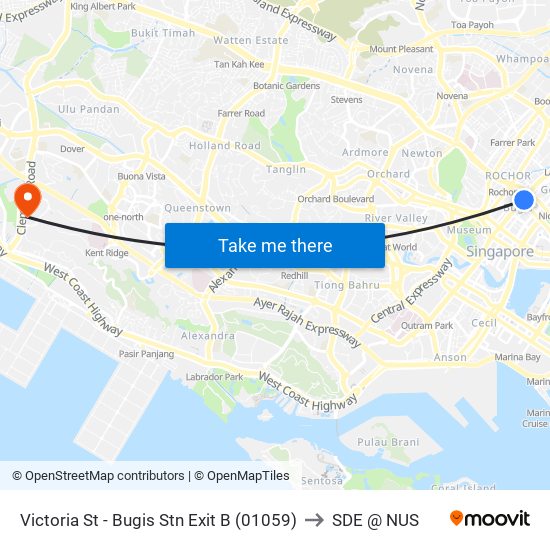 Victoria St - Bugis Stn Exit B (01059) to SDE @ NUS map