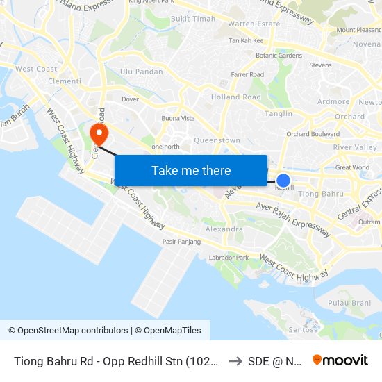 Tiong Bahru Rd - Opp Redhill Stn (10201) to SDE @ NUS map