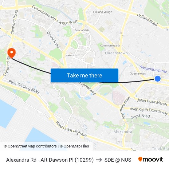 Alexandra Rd - Aft Dawson Pl (10299) to SDE @ NUS map
