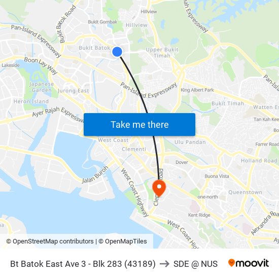Bt Batok East Ave 3 - Blk 283 (43189) to SDE @ NUS map
