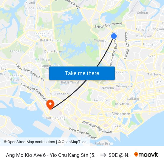 Ang Mo Kio Ave 6 - Yio Chu Kang Stn (55189) to SDE @ NUS map