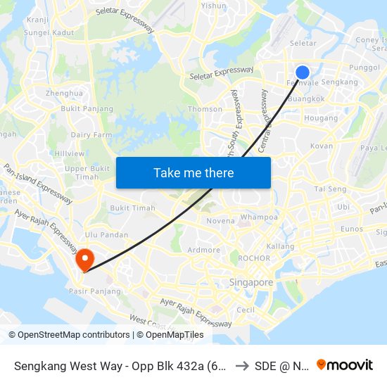 Sengkang West Way - Opp Blk 432a (67561) to SDE @ NUS map