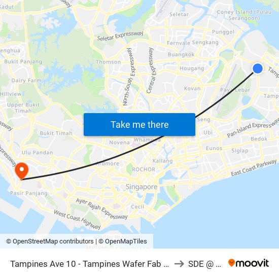 Tampines Ave 10 - Tampines Wafer Fab Pk (75351) to SDE @ NUS map