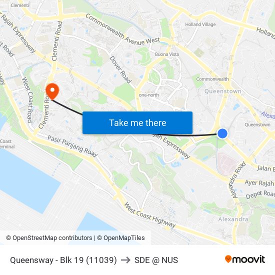 Queensway - Blk 19 (11039) to SDE @ NUS map