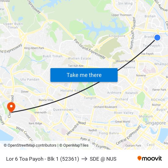 Lor 6 Toa Payoh - Blk 1 (52361) to SDE @ NUS map