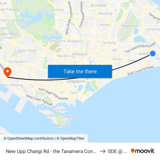 New Upp Changi Rd - the Tanamera Condo (84061) to SDE @ NUS map